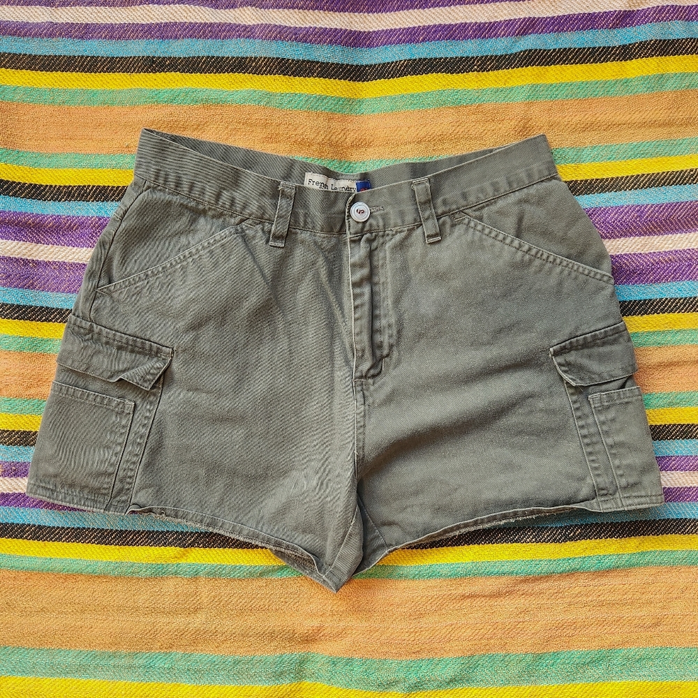 Army Green Low-Rise Cargo Shorts